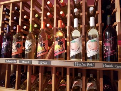 various wines on shelf